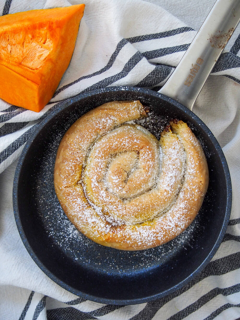 tikvenik (Bulgarian pumpkin strudel) from overhead