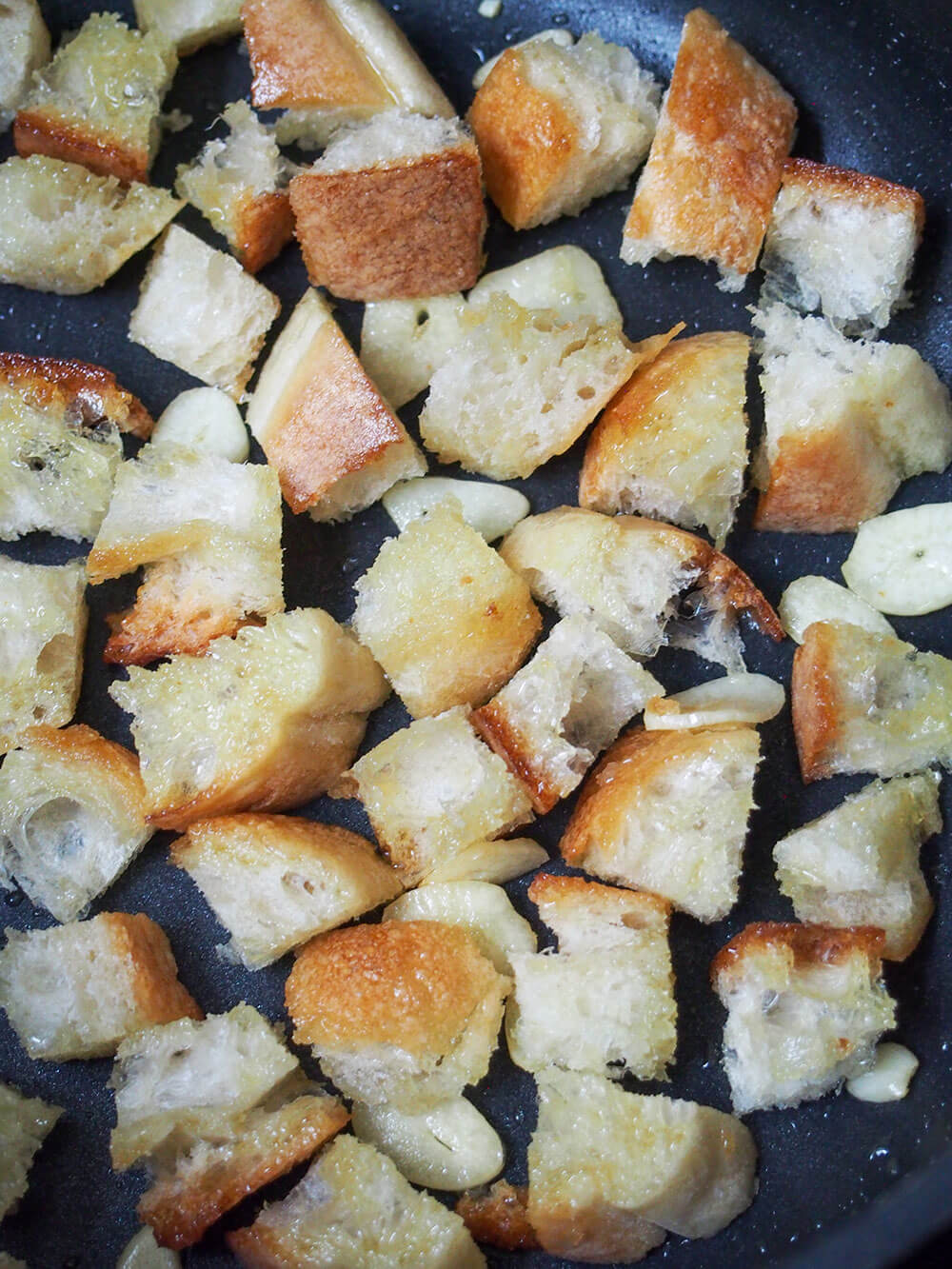 cooking bread and garlic