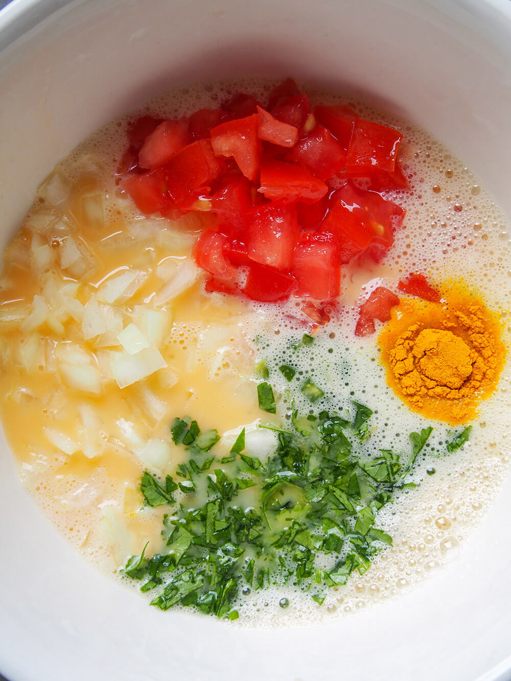 masala omelette ingredients omelette ingredients in bowl
