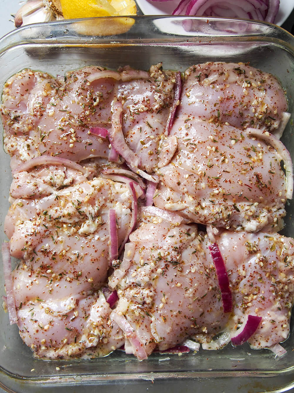 chicken in za'atar, garlic, lemon and oil marinade