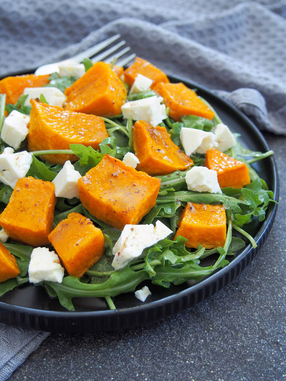 roasted kabocha squash salad with feta from side