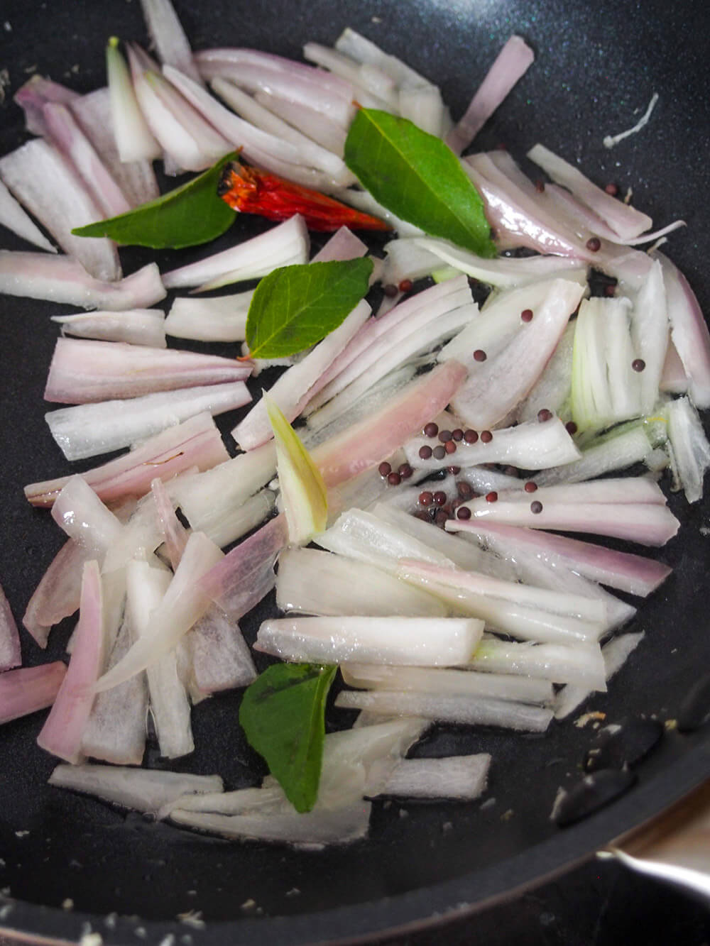 tempering spices and onion