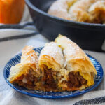 slice of tikvenik (Bulgarian pumpkin strudel) on plate