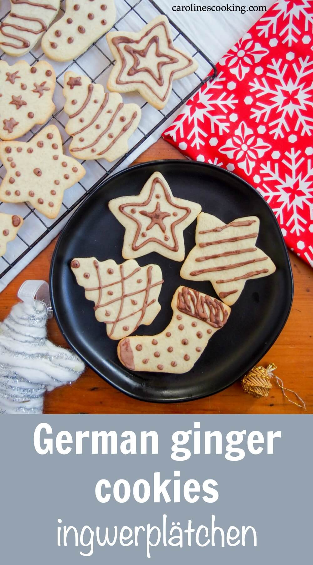 German ginger cookies (ingwerplätchen) - These aren't gingerbread, nor ginger nut cookies, but instead more a ginger-flavored sugar cookie. Based on a recipe from my teacher in Germany, they're truly delicious. #cookie #German #christmas