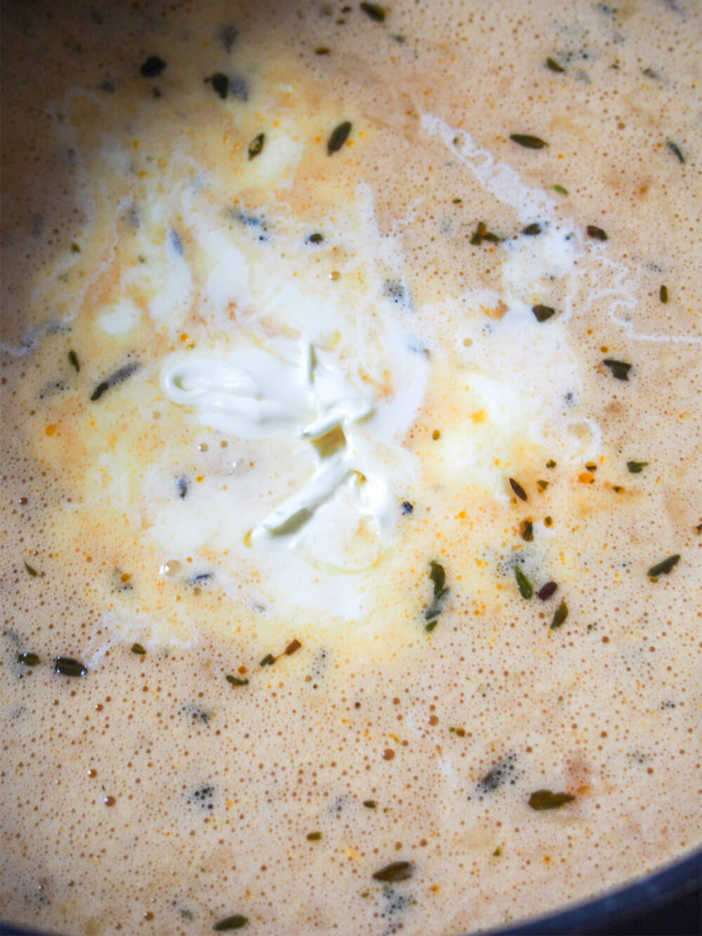adding cream to shrimp bisque adding cream to strained soup base