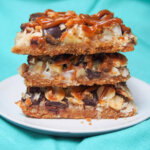 stack of caramel apple magic bars