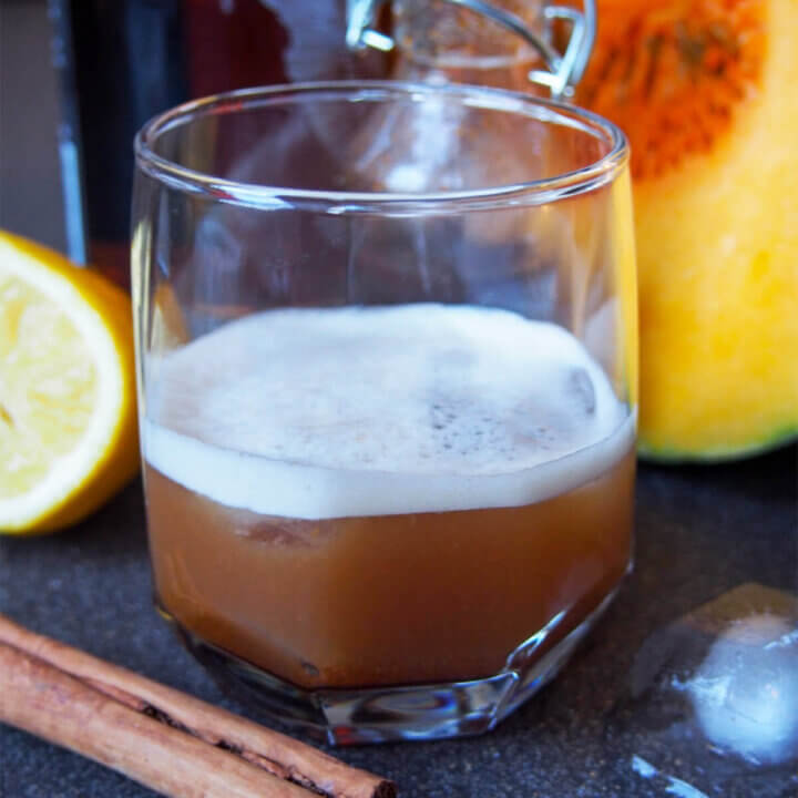 glass of pumpkin whiskey sour
