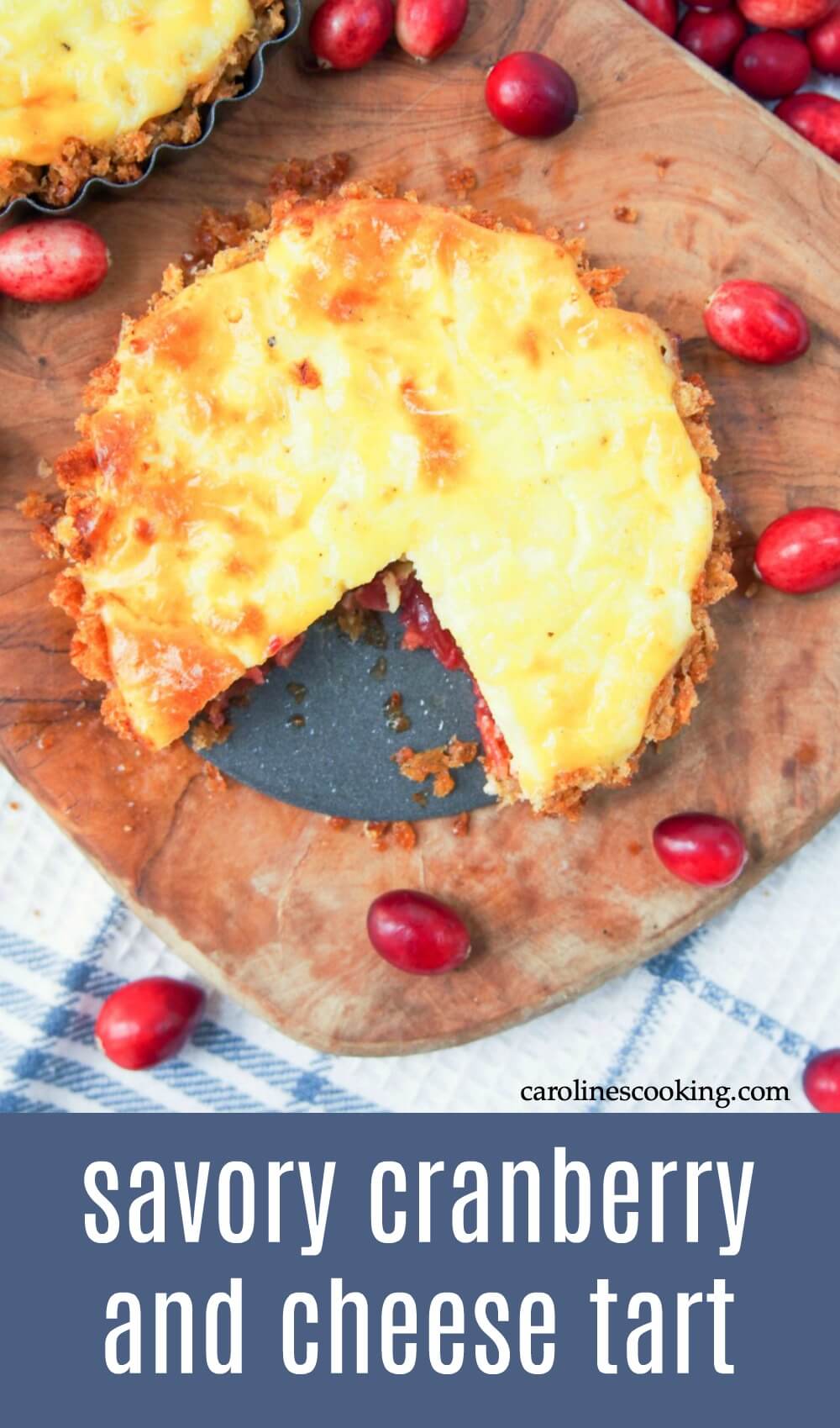 This savory cranberry and cheese tart is a great way to use Thanksgiving leftovers in a delicious new way - sweet and savory, it's easy and so good. #cranberrysauce #leftovers