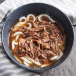 short rib beef udon close up