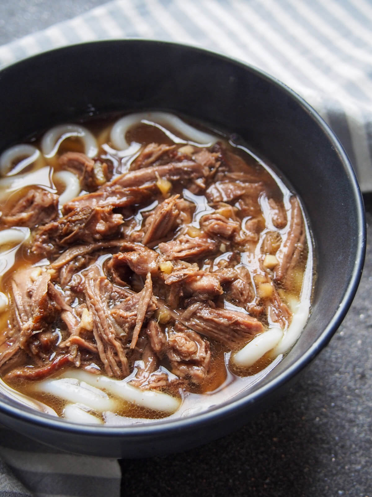 partial view of short rib beef udon