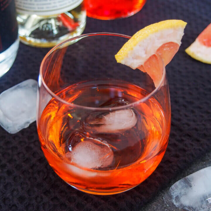 glass of unusual negroni cocktail