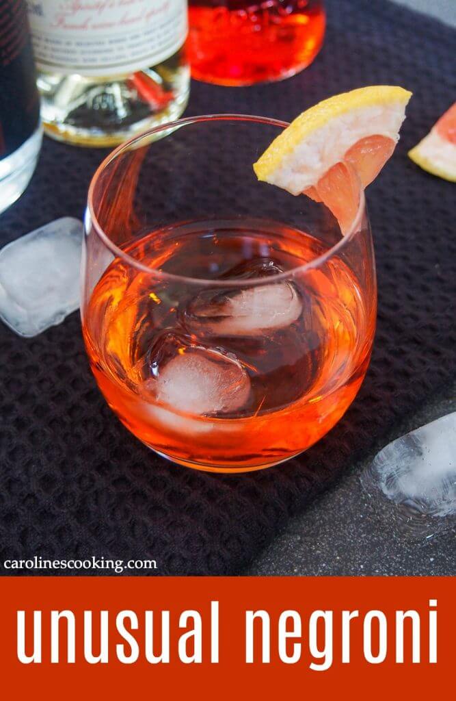 f you've ever felt a classic negroni was a little too much, then you need to try this unusual negroni. It's that bit more mellow and aromatic but with the same style of flavors. And it's one bright and sippable drink. #cocktail #negroni