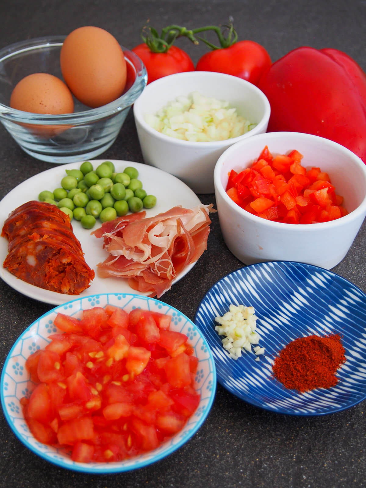 ingredients in small dishes