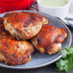 Peruvian roast chicken pollo a la brasa on plate