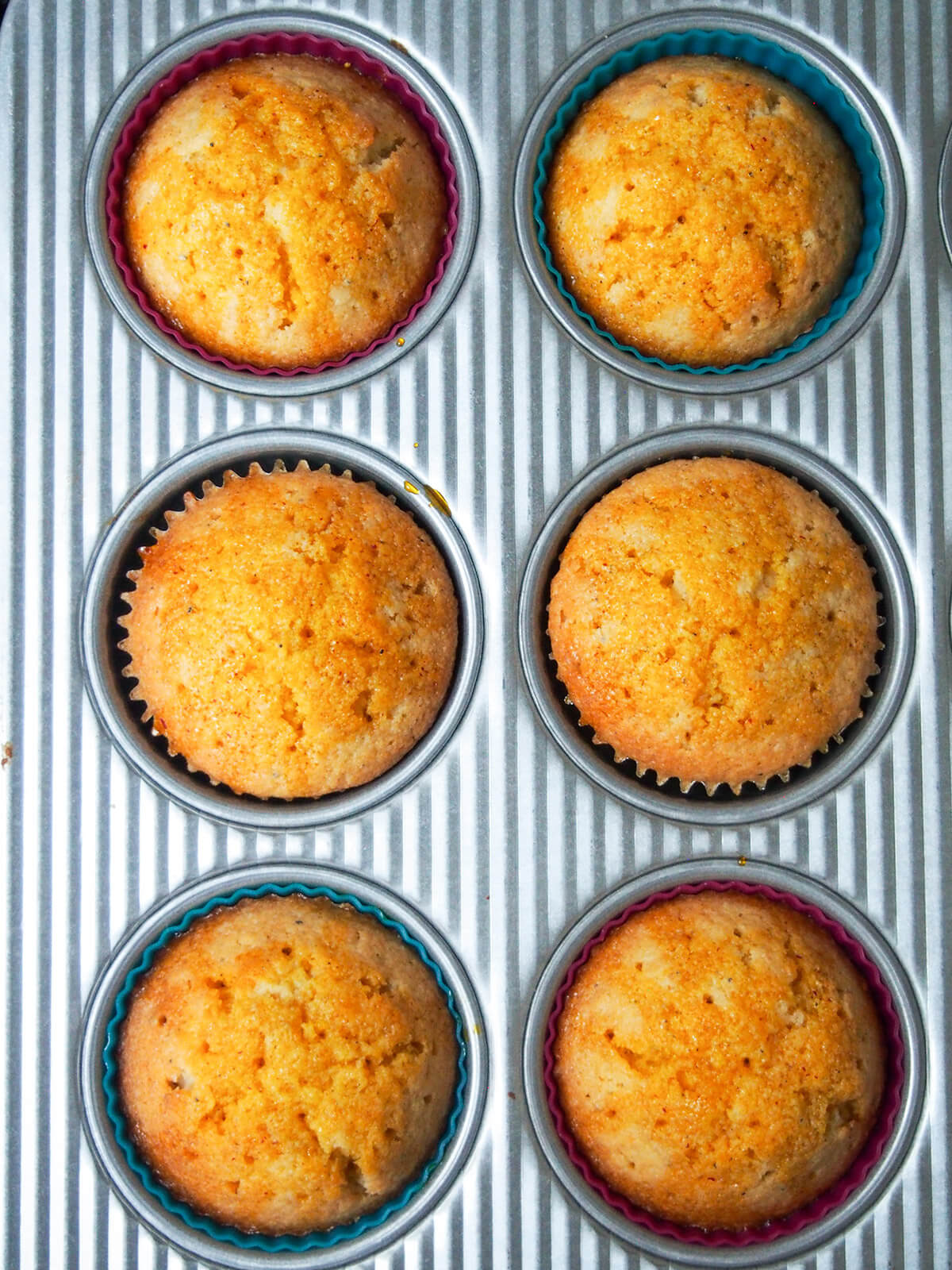 cupcakes soaking in the saffron drizzle