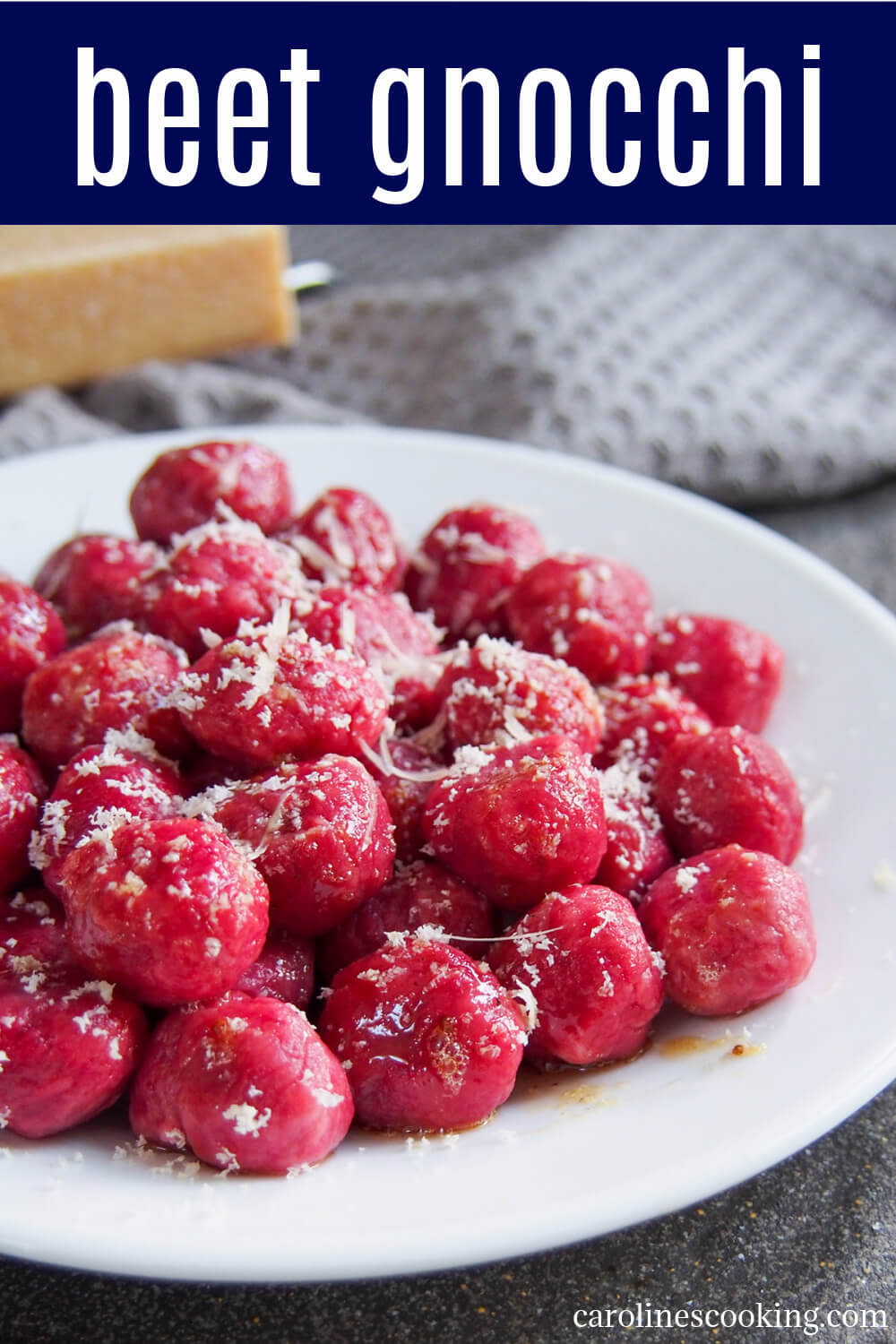 These beautifully colored beet gnocchi are as delicious as they are pretty. They have a mild flavor with a light creaminess from the ricotta in them. Perfect to brighten up your plate. #beet #beetroot #gnocchi #homemadegnocchi