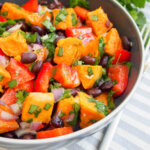 Black bean sweet potato salad in bowl