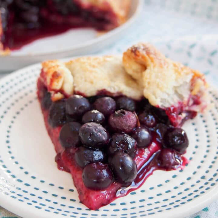 slice of blueberry galette on plate
