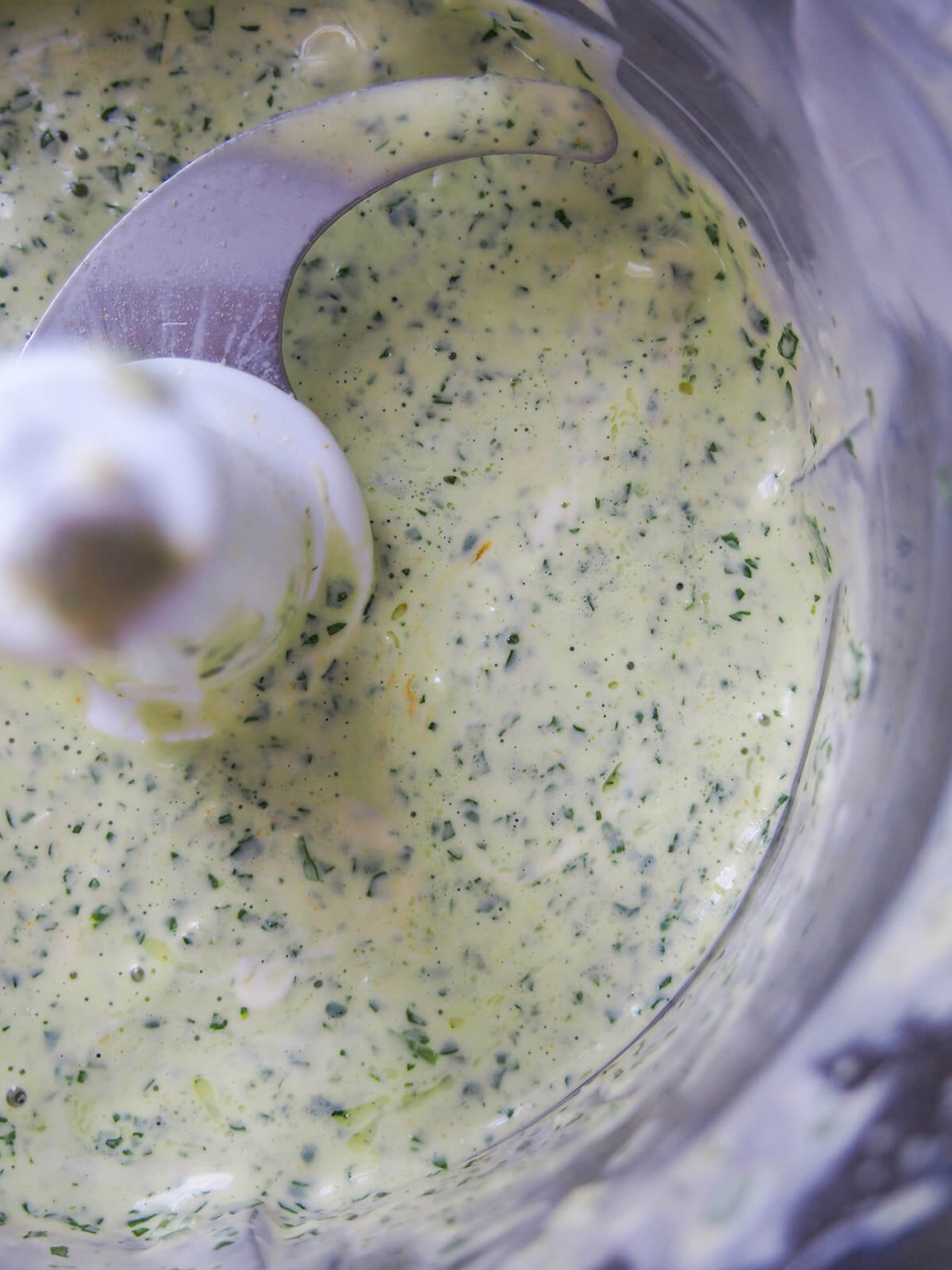 aji verde in food processor sauce mixture in blender