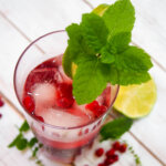 Pomegranate mojito garnished with mint