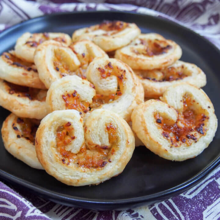 plate of savory palmiers