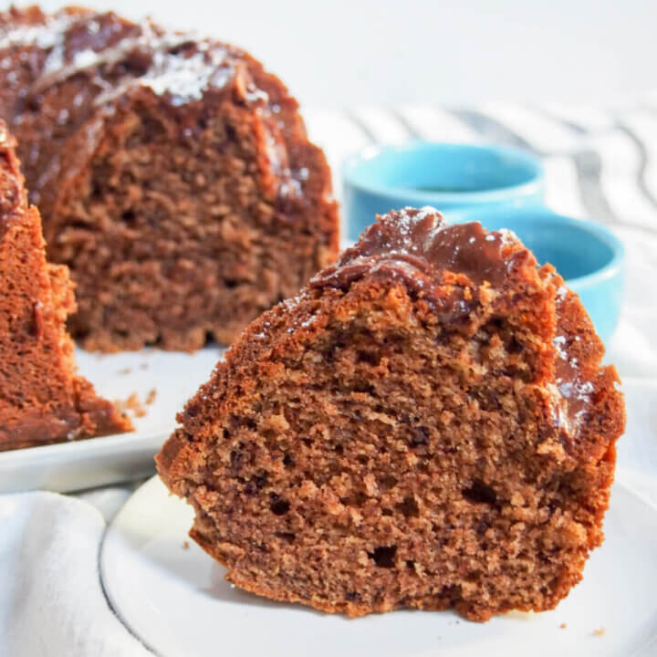 Slice of sour cream mocha cake