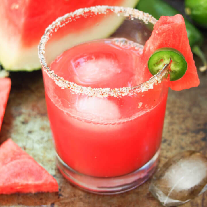 glass of spicy watermelon margarita