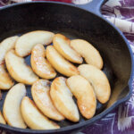 vanilla fried apples in skillet