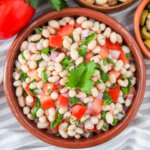 easy white bean salad in dish from above