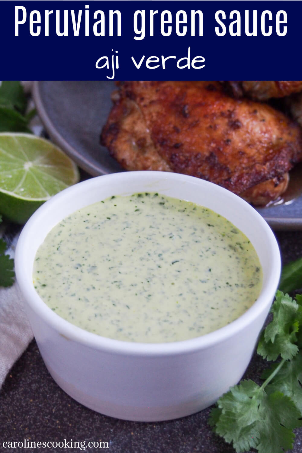 Aji verde, often called Peruvian green sauce elsewhere, is wonderfully easy and flavorful. It gets it's color from cilantro and has a little kick from aji amarillo, a popular Peruvian chili. So good. #chili #peruvianfood #peruviansauce Aji verde, often called Peruvian green sauce elsewhere, is wonderfully easy and flavorful. It gets it's color from cilantro and has a little kick from aji amarillo, a popular Peruvian chili. So good. #chili #peruvianfood #peruviansauce