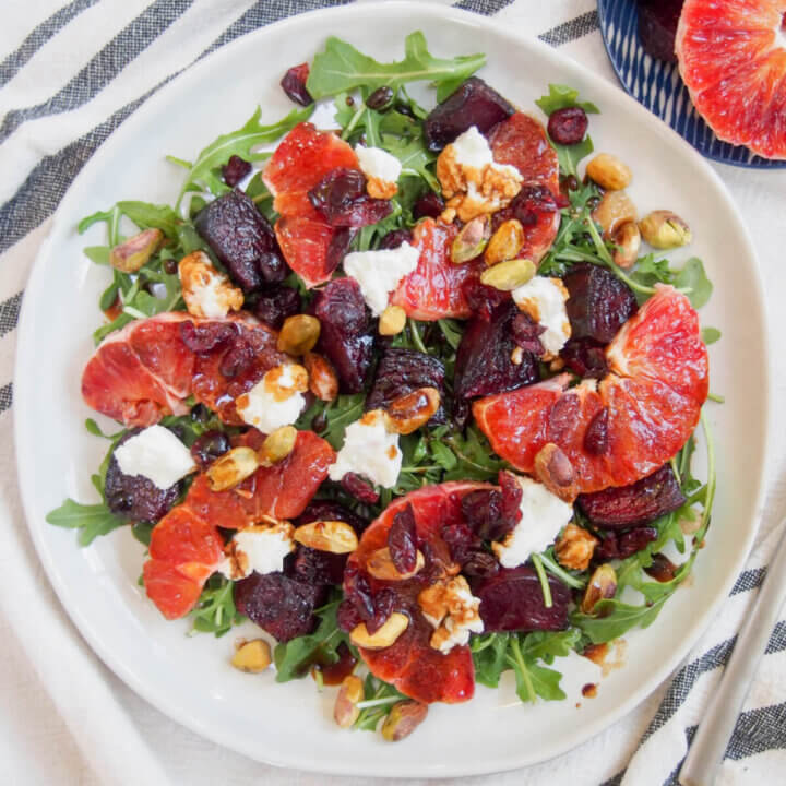 plate of beet and blood orange salad