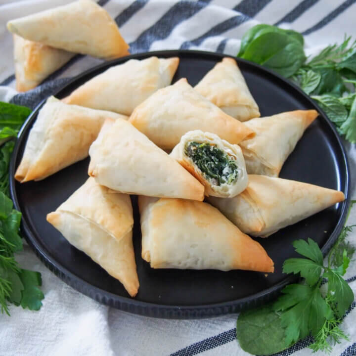 plate of spanakopita triangles