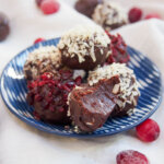 Cranberry truffles on small plate