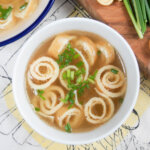 bowl of German pancake soup from overhead