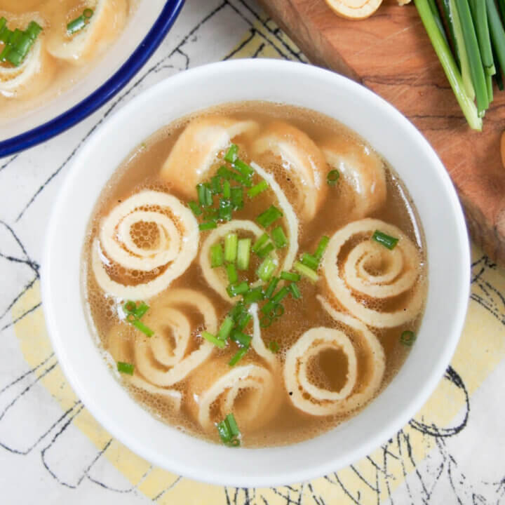 bowl of German pancake soup from overhead