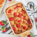 Strawberry French toast bake from overhead