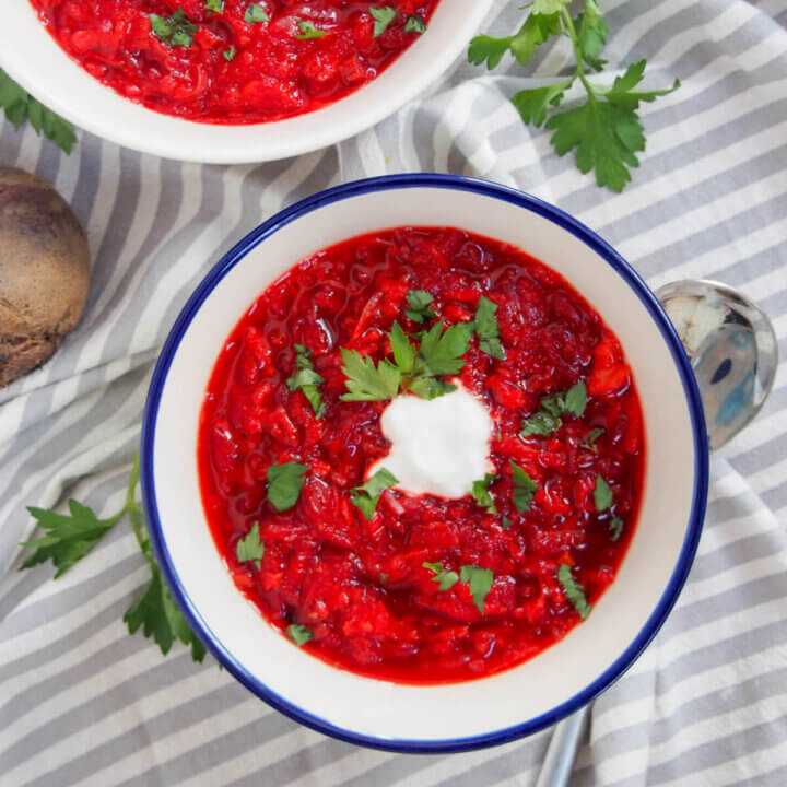bowl of borscht from overhead
