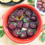 plate of Chorizo al vino tinto (chorizo in red wine)