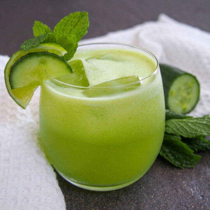glass of cucumber agua fresca