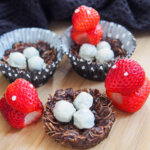 healthier Easter nests with blueberry eggs and strawberry chicks