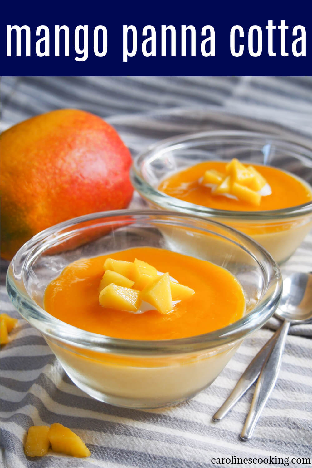 Mango panna cotta is a delicious fruity twist on the classic Italian creamy dessert. It's smooth and light with a wonderful flavor. The perfect make-ahead dessert! #mango #pannacotta #easydessert #makeaheaddessert