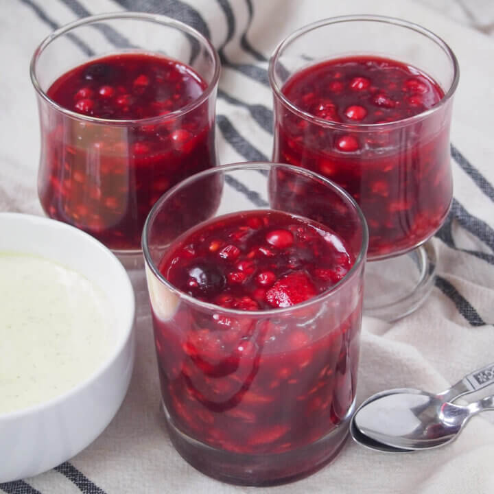 three glasses of Rote Grütze (Rote Gruetze)