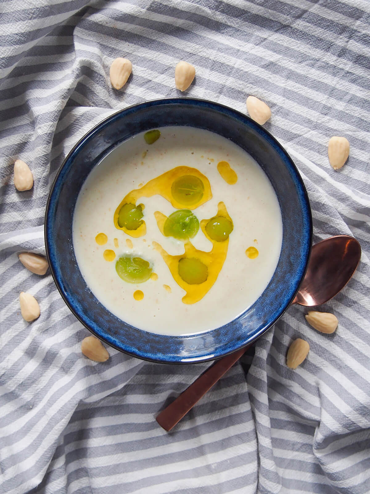 bowl of ajo blanco from overhead