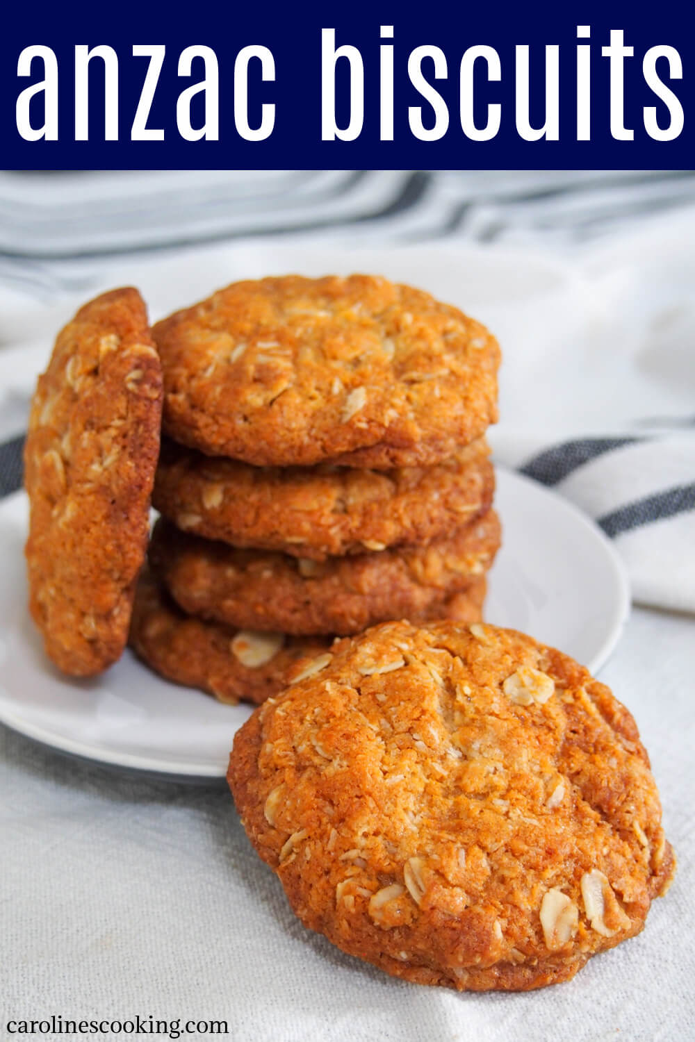 Anzac biscuits are a popular Australian sweet treat with a doze of history. These eggless biscuits/cookies are easy to make with a delicious mix of oat and coconut flavors - definitely worth enjoying soon. #anzacbiscuits #australianfood #cookies #biscuits