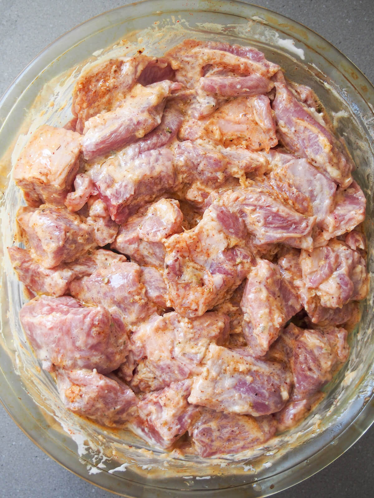 pieces of lamb in marinade