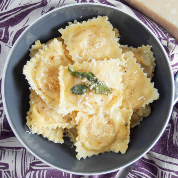 bowl of pumpkin ravioli