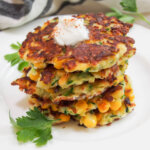 stack of zucchini corn fritters