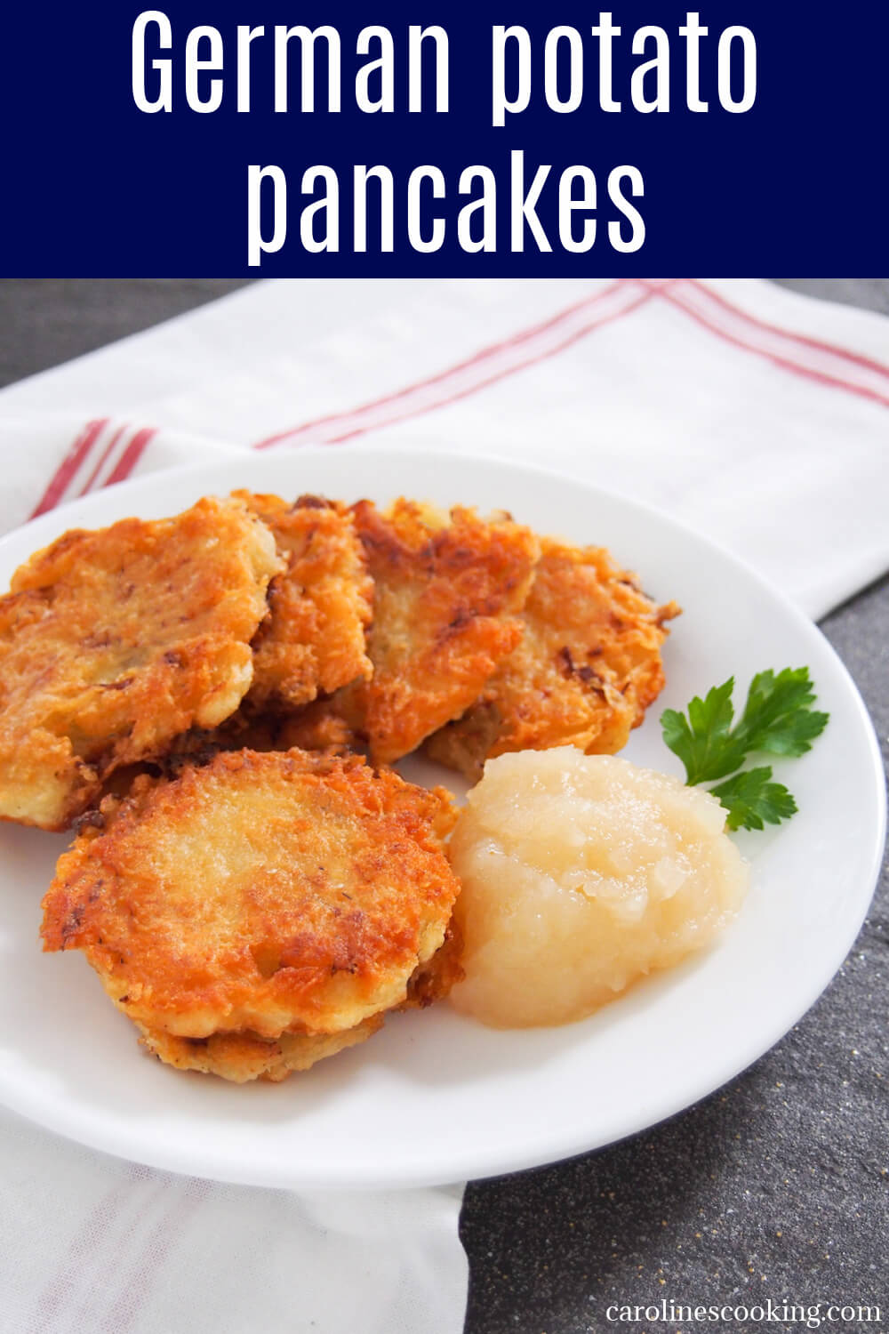 German potato pancakes are really easy to make with a crisp outside and soft inside. They're a traditional snack or side dish for Oktoberfest, but also great any time.