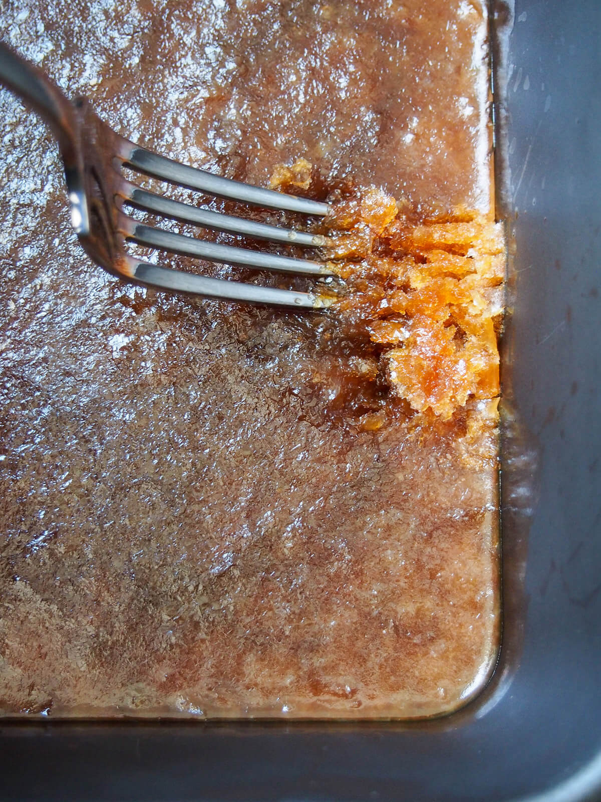starting to break up granita with fork