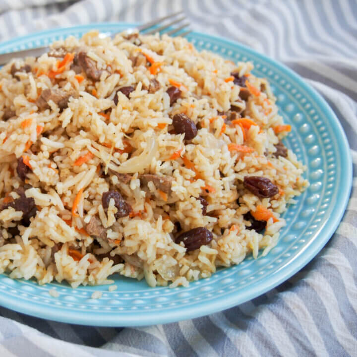 plate of lamb pilaf